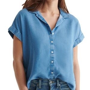 Lucky Brand Short Sleeve Button Down Charmbray Shrirt